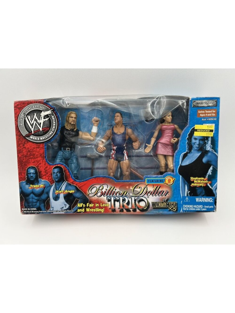 Rare WWF Jakks Billion Dollar Trio HHH Kurt Angle Stephanie McMahon Box Set